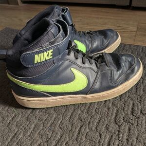 Nike Kids High-Top Sneakers - Navy and Neon Green